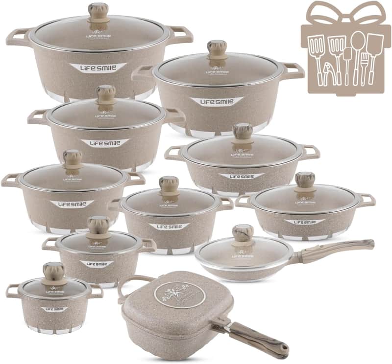 š„Last Day For Clearanceš„Cookware Set 29 Pieces Non Stick Multi Layer Granite Coating